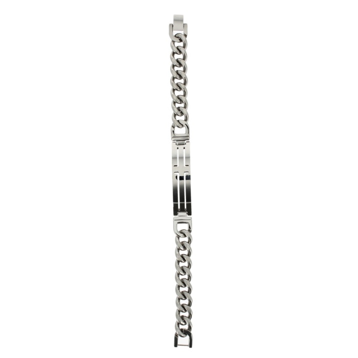Pulsera de acero con cruz perforada estilizada Pulsera de acero con cruz perforada estilizada