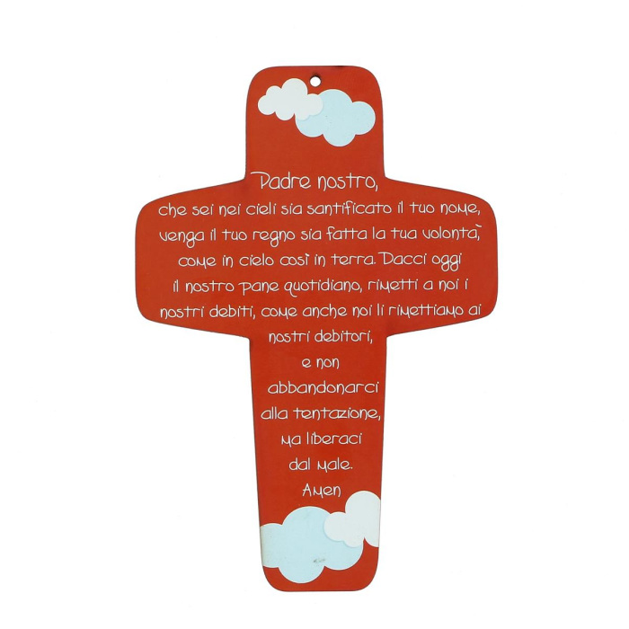 Cruz con oración Padre Nuestro en mdf 9x13 cm