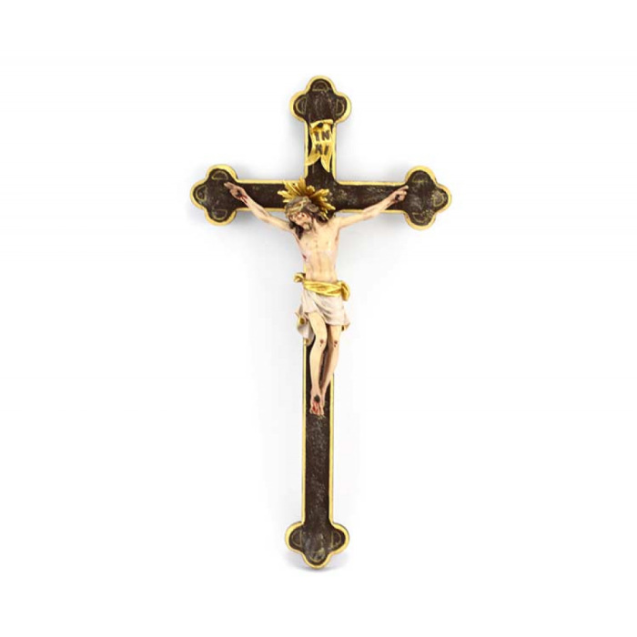 Crucifijo barroco de madera artesanal 37x70 cm Jesús 32 cm Crucifijo barroco de madera artesanal 37x70 cm Jesús 32 cm