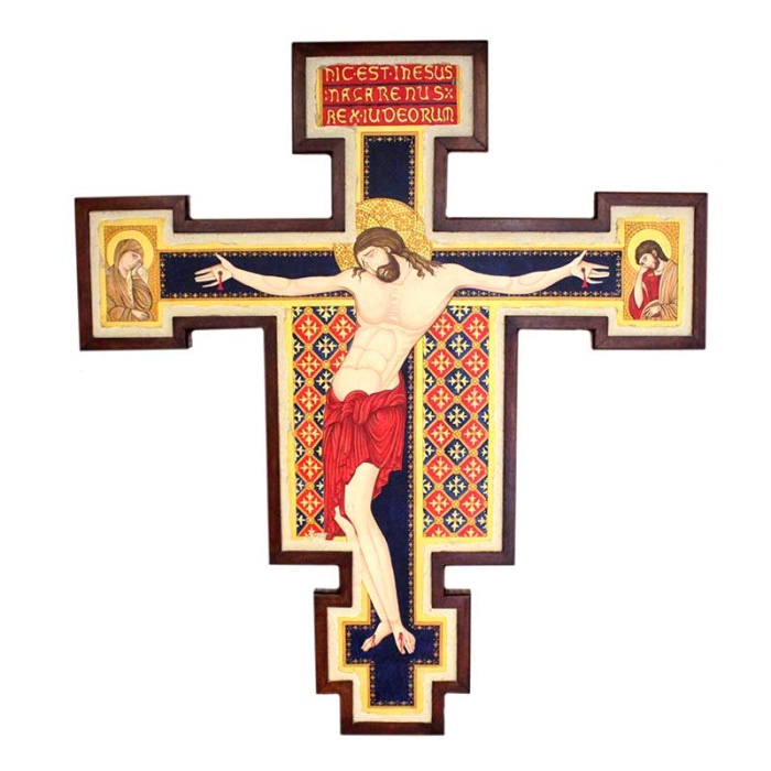 Crucifijo Cimabue de piedra pintada 125x140 cm