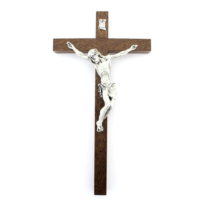 Wooden crucifix with stylized metal body 17,5x33 cm