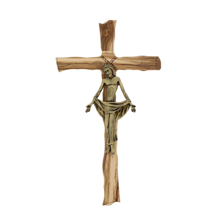Crucifijo Jesús Redentor en madera de olivo y metal 19x33 cm Crucifijo Jesús Redentor en madera de olivo y metal 19x33 cm