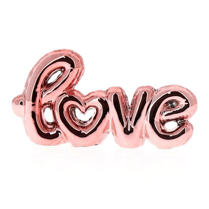 Scritta Love porcellana rosa 9 cm