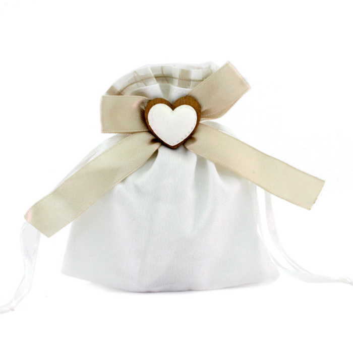 Bolsa de confeti con corazón y lazo 10x12 cm