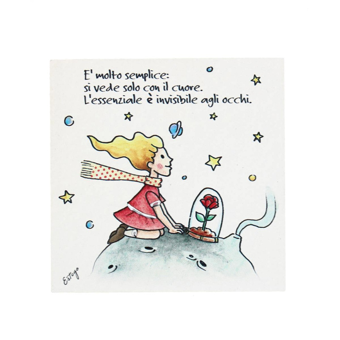 Cuadro Niña Principito 10X10 cm