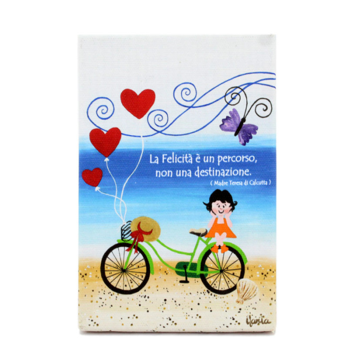 Canvas Painting Painted Words Bicycle 10x15 cm Canvas Painting Painted Words Bicycle 10x15 cm