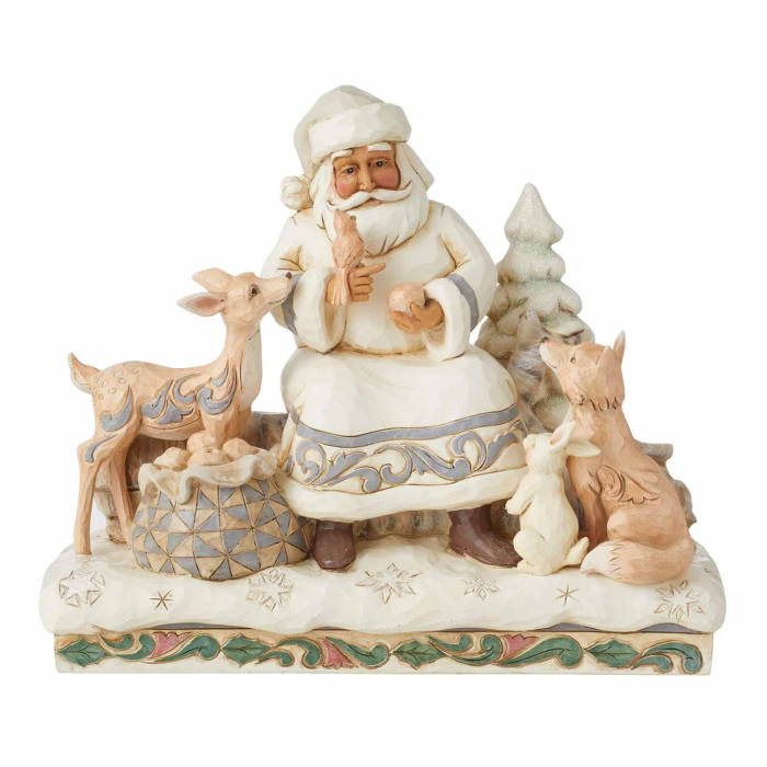 Babbo Natale bianco con animali 19 cm Jim Shore 6011615 Babbo Natale bianco con animali 19 cm Jim Shore 6011615