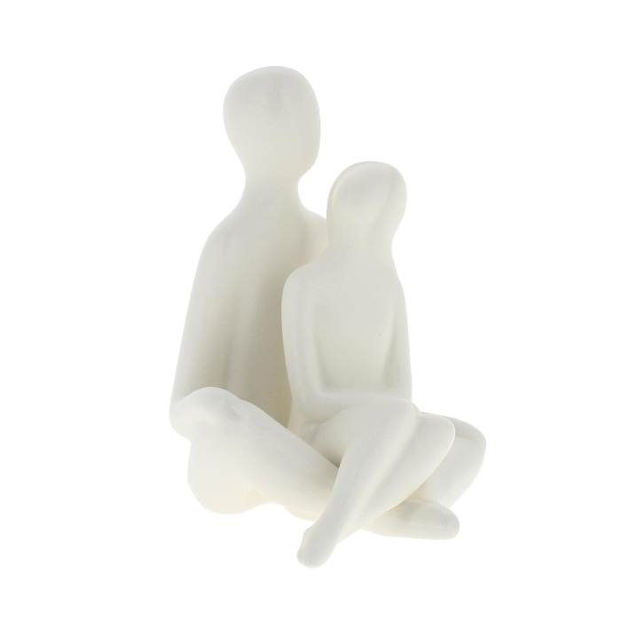 Stylized seated couple of lovers porcelain 20 cm
