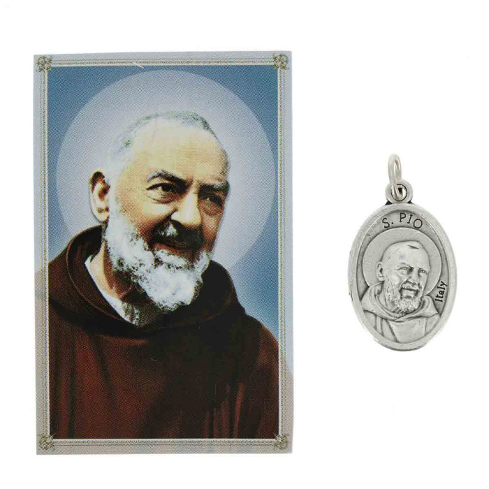 Medalla San Pío de Pietrelcina En todas partes Protégeme 1,5x2,2 cm