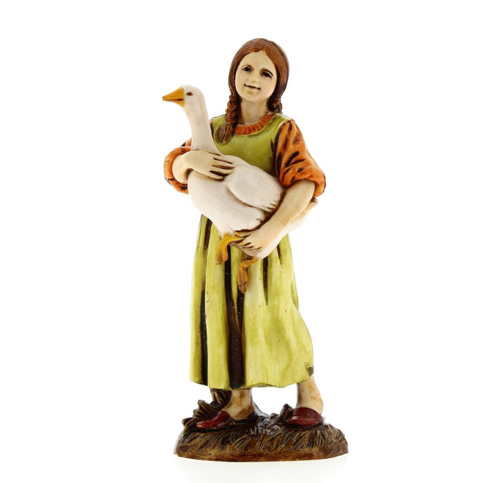 Girl with goose gift box 12 cm Landi Nativity