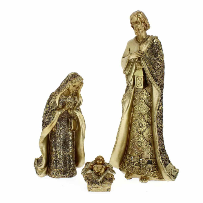 Set Natività in resina oro decorata 3 pezzi 44 cm Set Natività in resina oro decorata 3 pezzi 44 cm
