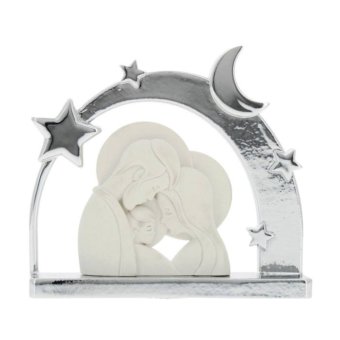 Cabaña blanca y plateada Sagrada Familia 11 cm Cabaña blanca y plateada Sagrada Familia 11 cm