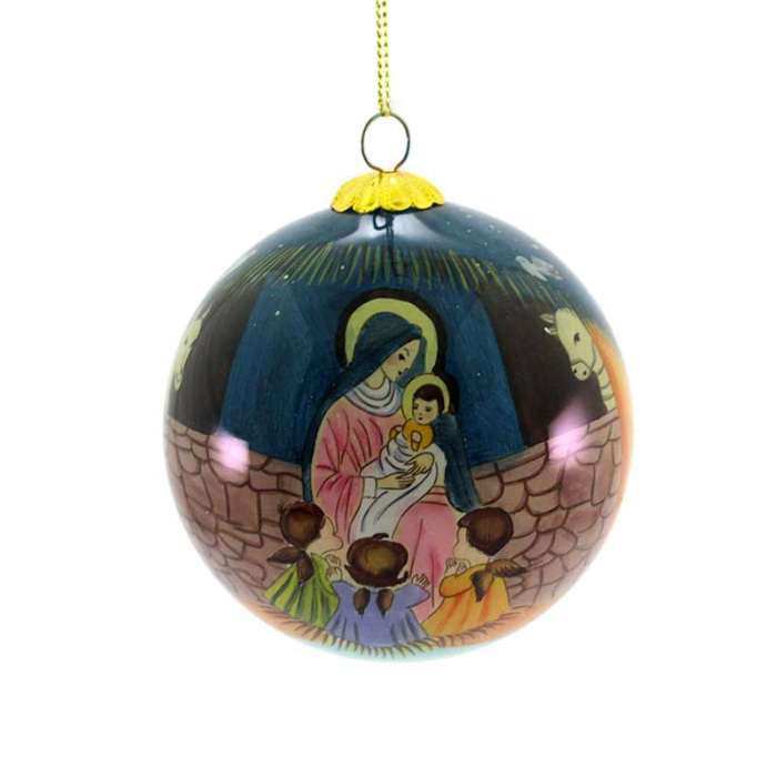 Glass Christmas ball with Virgin and Child decoration Diameter 8 cm Glass Christmas ball with Virgin and Child decoration Diameter 8 cm