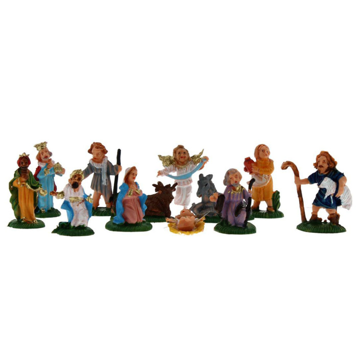 Belén de resina pintada 3 cm 12 piezas