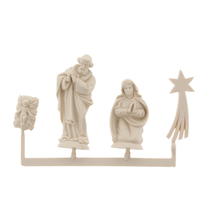 Natività in plastica color legno 4 pezzi 4 cm