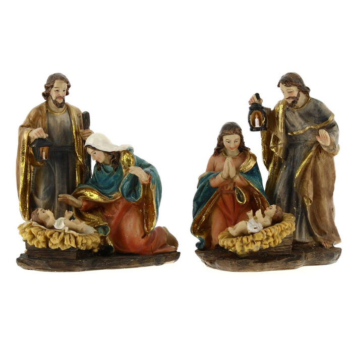 Grupo Belén clásico de resina pintada 11 cm Grupo Belén clásico de resina pintada 11 cm
