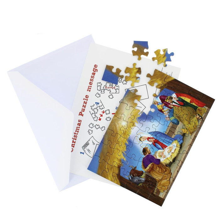 Hidden message Nativity with hut in envelope 10x15 cm Puzzle