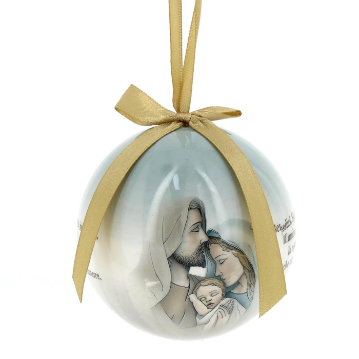 Christmas ball with Holy Family and Prayer 7,5 cm