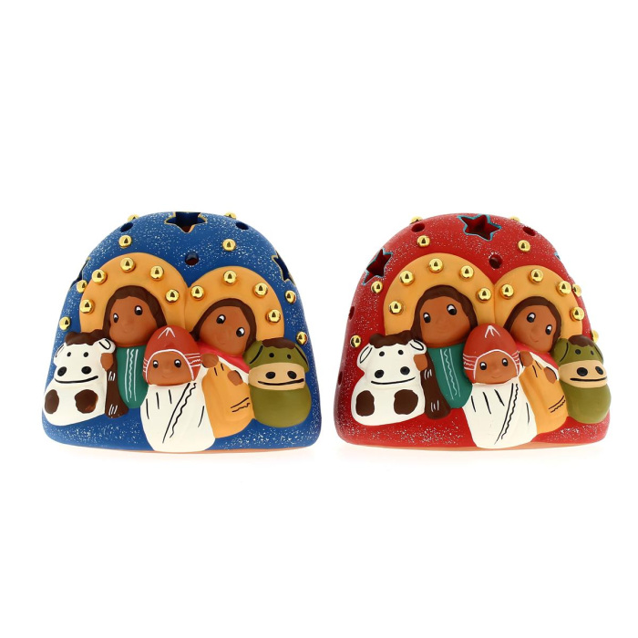 Belén Estrellas caladas de terracota pintada 12x10 cm