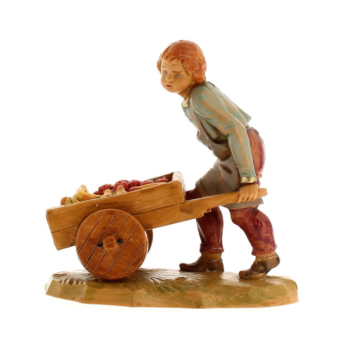 Niño con carretilla de resina 12 cm Fontanini