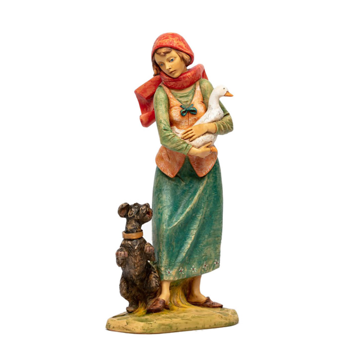 Donna con cane in resina 52 cm Presepe Fontanini Donna con cane in resina 52 cm Presepe Fontanini