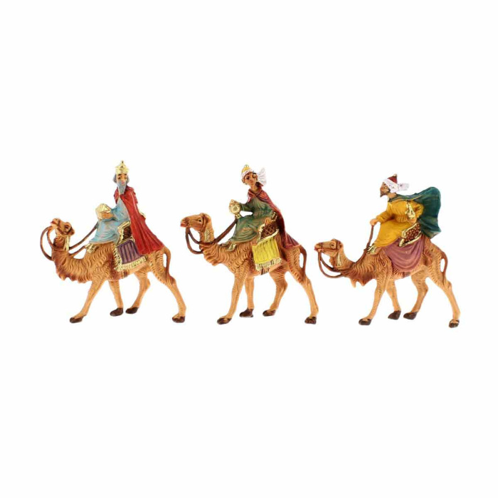 Re Magi a cammello resina 4 cm 3 pezzi Presepe Fontanini