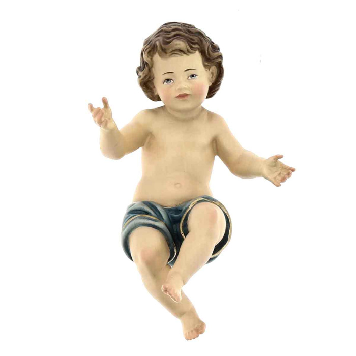 Baby Jesus with cloth painted wood 20 cm