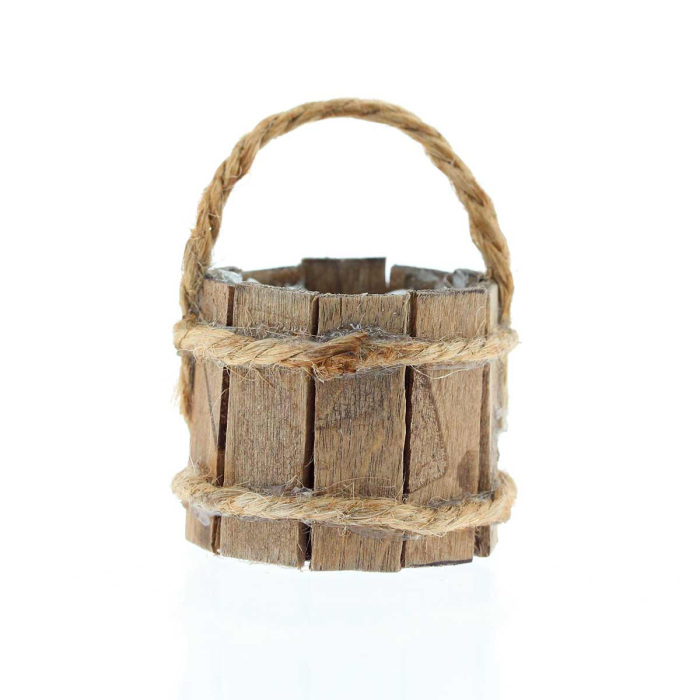 Secchio in legno con alici per presepe 3,5x3 cm