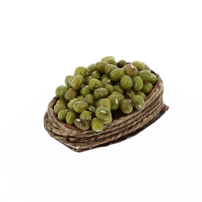 Cesta con aceitunas de terracota para belén 4x2,5 cm