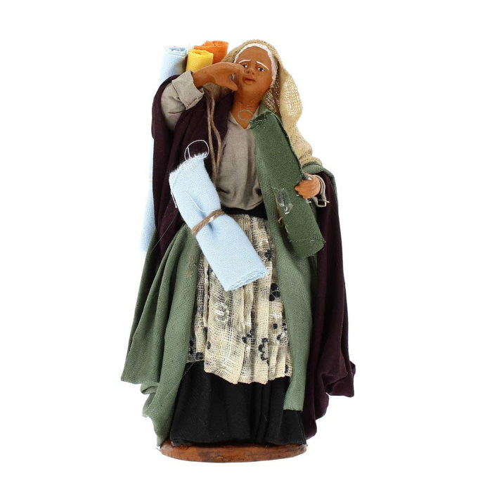 Venditrice di stoffe in terracotta vestita 15 cm