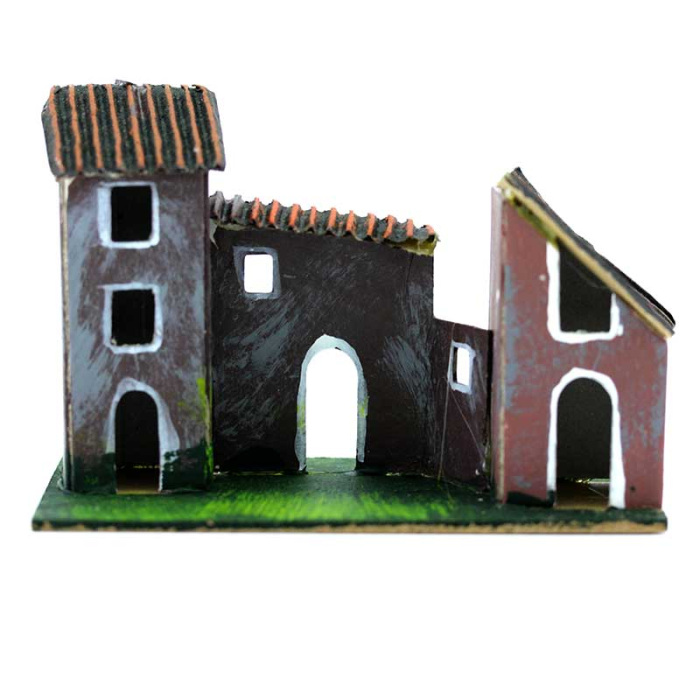 Casetta per presepe legno e cartoncino 8x12x6.5 cm