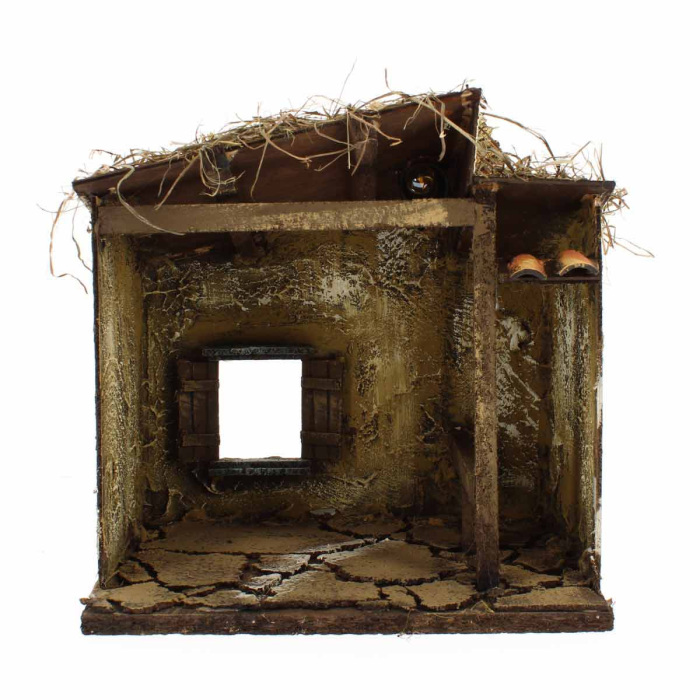 Cabaña belén de madera y corcho con luz 26x27x20 cm Cabaña belén de madera y corcho con luz 26x27x20 cm