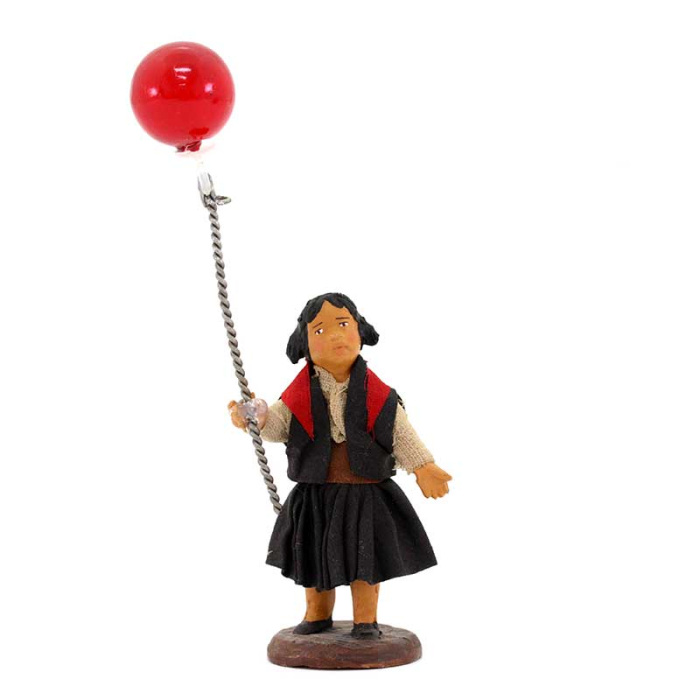 Terracotta and Clothing Girl with Balloon 12 cm