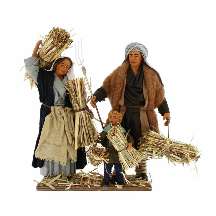Family of farmers dressed terracotta 30 cm