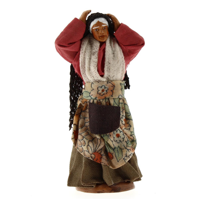 Donna arrabbiata in terracotta vestita 10 cm