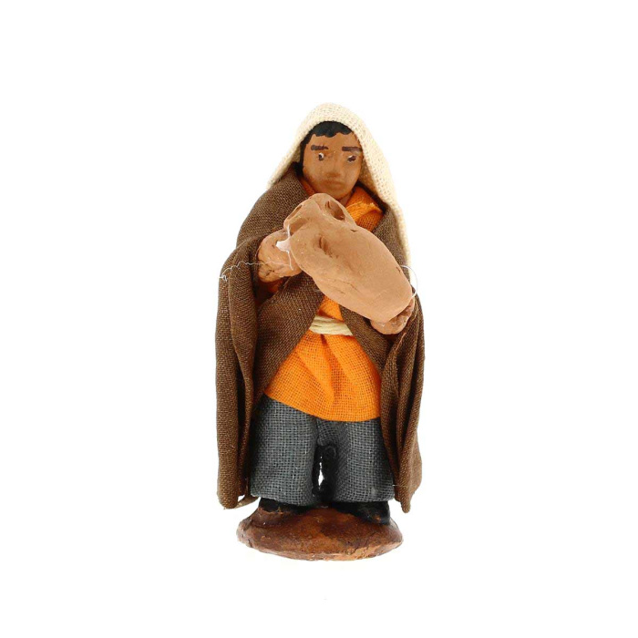 Uomo con brocca terracotta vestita 4 cm