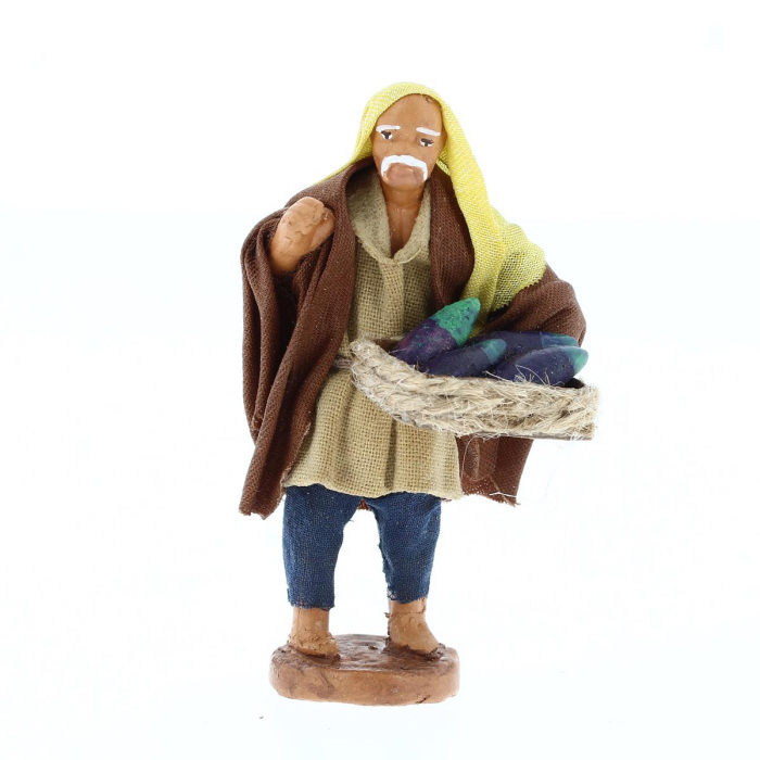 Hombre con cesta de berenjenas de terracota vestida 7 cm Hombre con cesta de berenjenas de terracota vestida 7 cm
