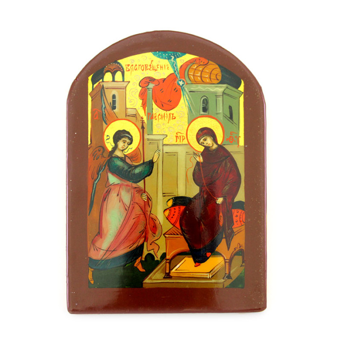 Icona russa dipinta Annunciazione 6x9 cm
