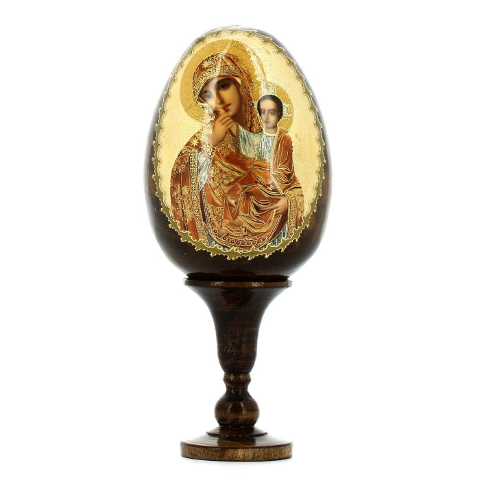 Uovo russo in legno Madonna con Bambino-E 13 cm