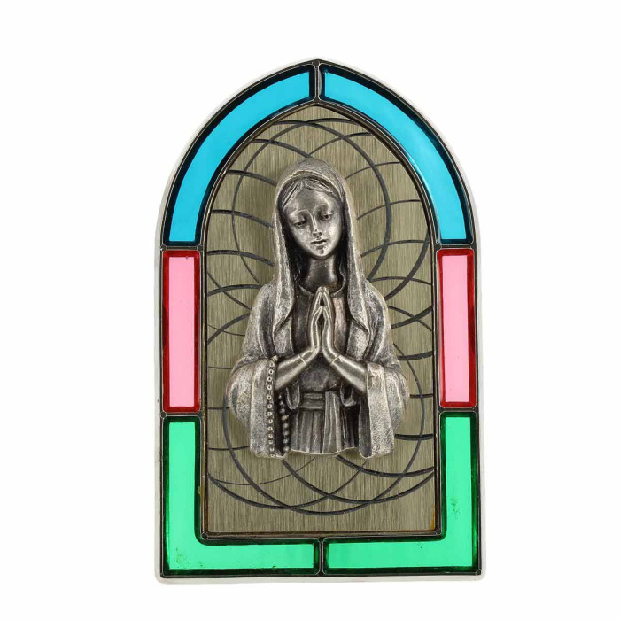 Cuadro vidriera Virgen orando 8x13 cm