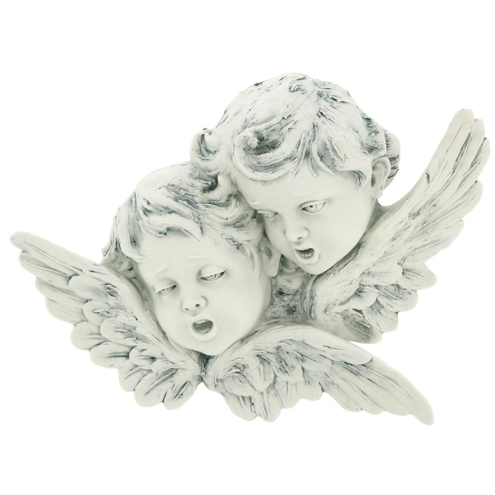 Doppia testa d'Angelo in porcellana chiara 40x30 cm
