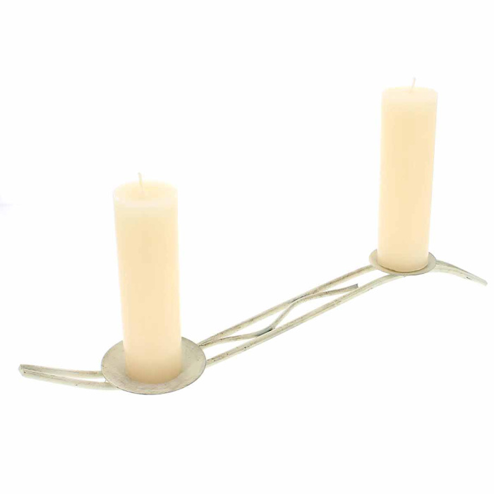 White metal 2 flame candle holder 59 cm