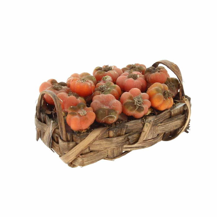 Cesto in vimini con pomodori in cera per presepe 10X5X7 cm Cesto in vimini con pomodori in cera per presepe 10X5X7 cm