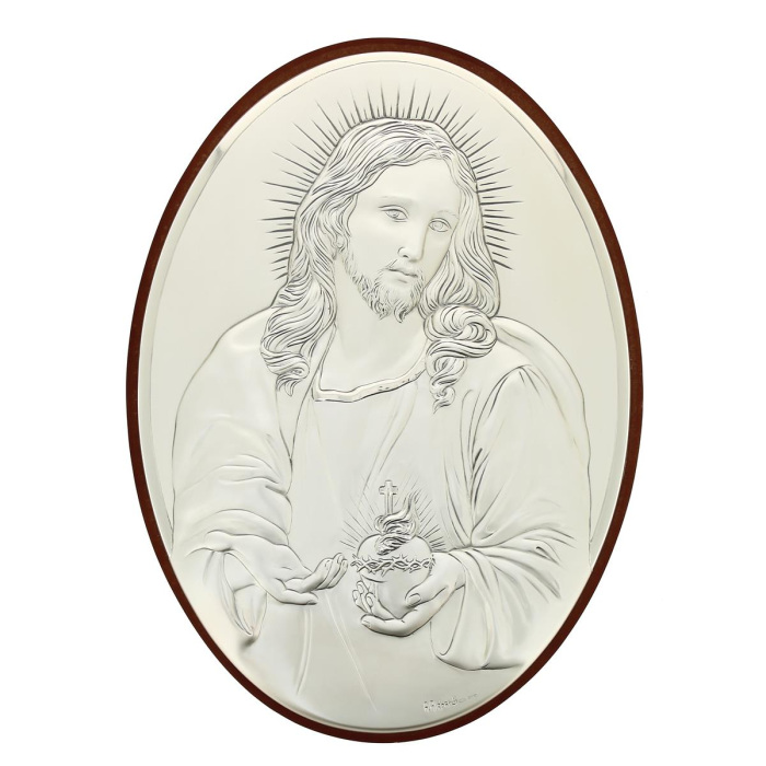 Cuadro Sagrado Corazón de Jesús de plata 31x43 cm
