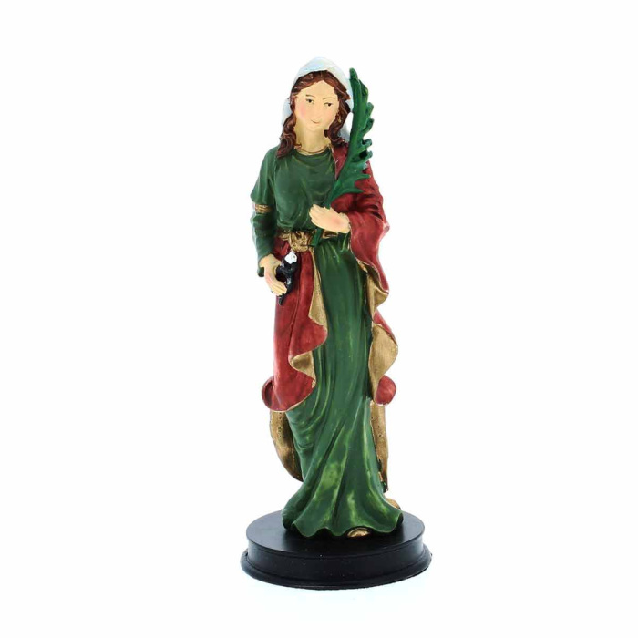 Statua Sant'Apollonia resina colorata 13 cm