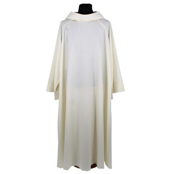 Alba benedictino de mezcla de lana con capucha