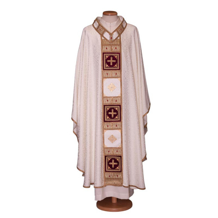 Damask Chasuble with Stone decorated Band Gamma