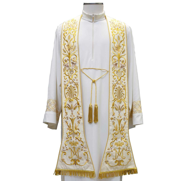 Stola Romana barocco Mariano tessuto seta moire Chorus Stola Romana barocco Mariano tessuto seta moire Chorus
