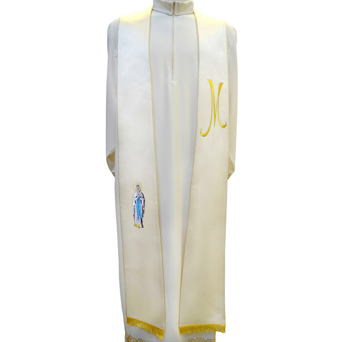 Estola Mariana en raso y seda bordado Virgen Chorus Estola Mariana en raso y seda bordado Virgen Chorus