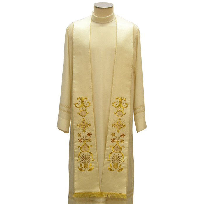 Stola in raso seta ricamo ornati oro Chorus Stola in raso seta ricamo ornati oro Chorus